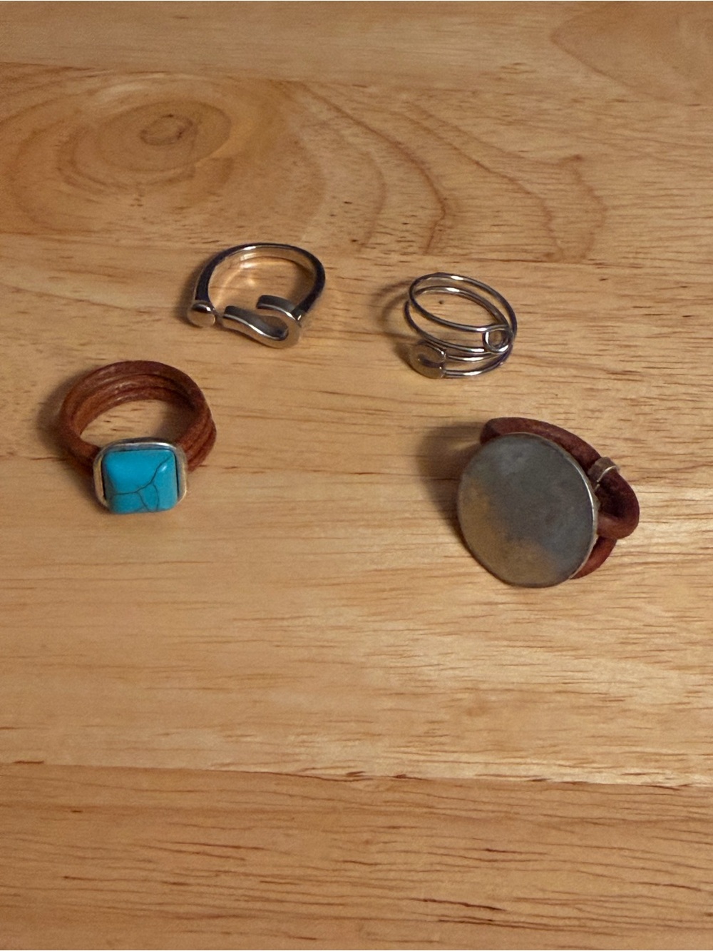 Joshua Tree Edit Mixed Ring Set - Turquoise Leather & Silver Styles